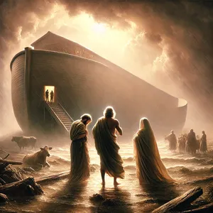 18. Siis Noa läks välja, ja tema pojad ja naine ja ta poegade naised koos temaga.