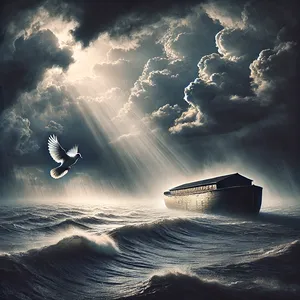 8. Siis laskis ta tuvi enda juurest välja, et näha, kas vesi on maa pealt alanenud.