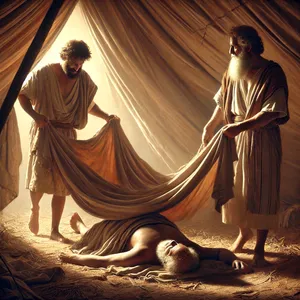 23. Siis võtsid Seem ja Jaafet kuue, panid selle oma õlgadele ja astusid tahapoole ning katsid kinni oma isa alastuse; nende näod olid tahapoole, nii et nad ei näinud oma isa alastust.